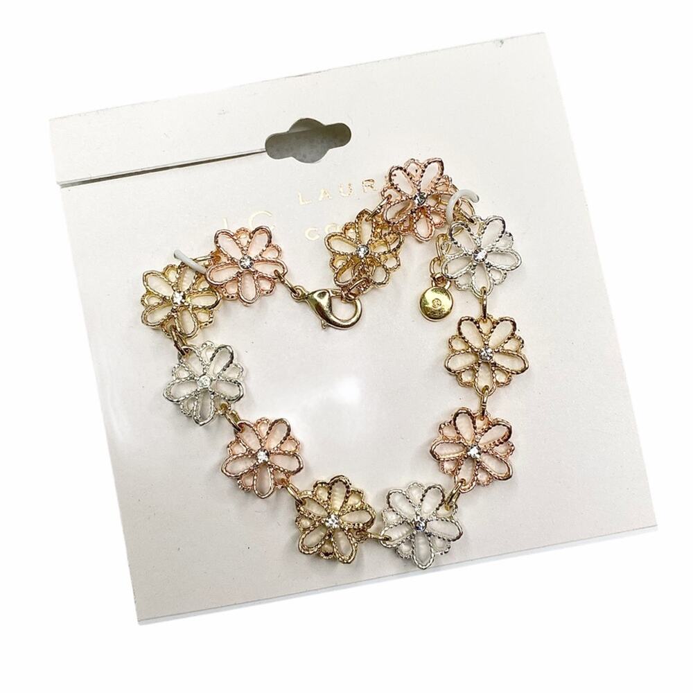 LC Lauren Conrad Floral Metal Flower Bracelet Spring Floral Summer Gift